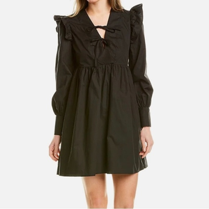 Stellah Black Ruffle Shoulder Mini‎ Dress Size Large